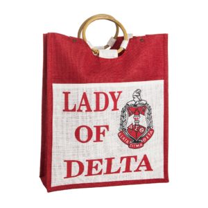 Delta Sigma Theta Large Pocket Jute Bag