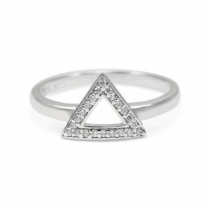 Delta Triangle Sterling Silver Ring With CZS