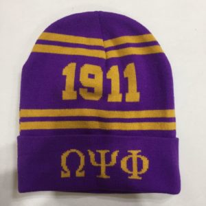 Omega Psi Phi Beanie Cap Purple and Gold
