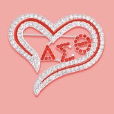 DST Sorority Heart Red Bling Brooch